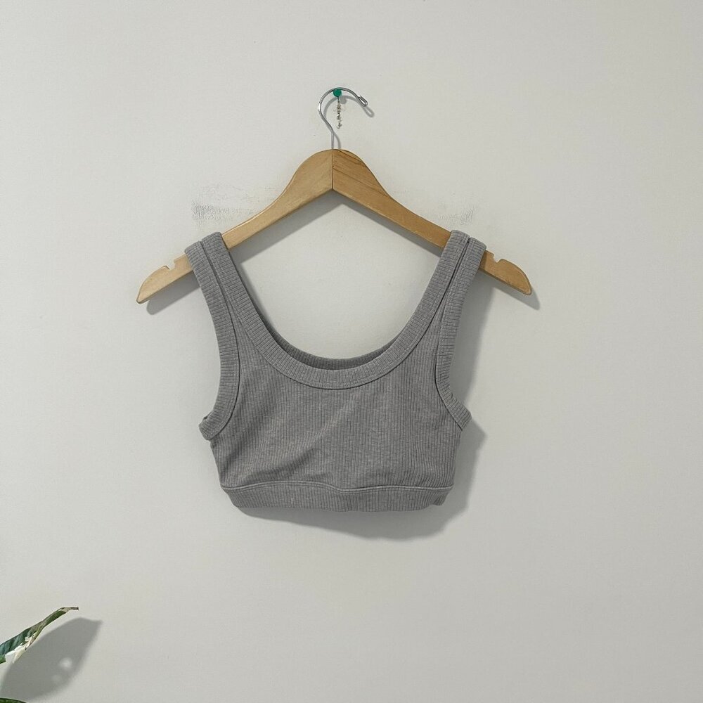 Alo Yoga Gray Ribbed Sports Bra Size XS